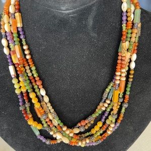 18” Gemstone necklace with six strands gems